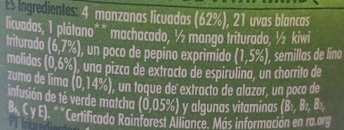 Foto da lista de ingredientes