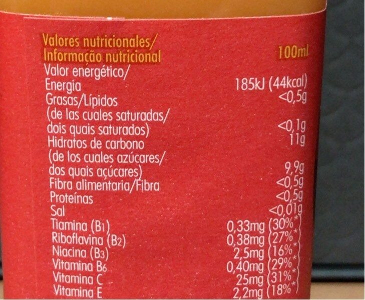 Foto da tabela nutricional