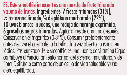 Foto da lista de ingredientes
