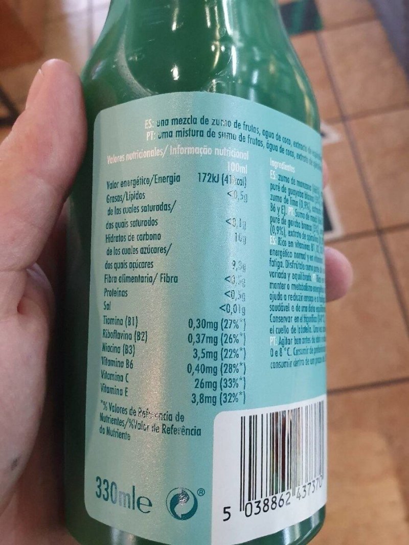 Foto da tabela nutricional