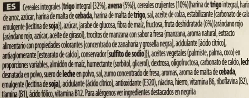 Foto da lista de ingredientes
