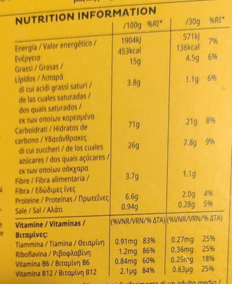Foto da tabela nutricional