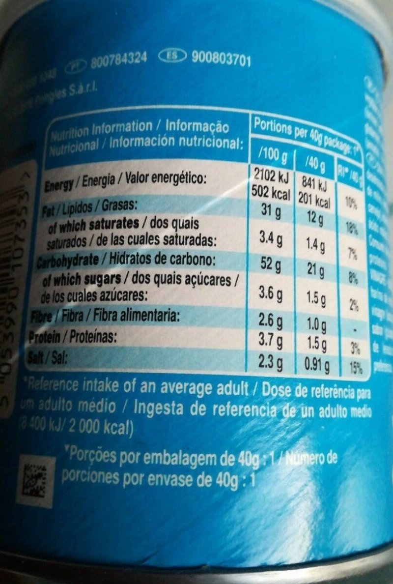 Foto da tabela nutricional