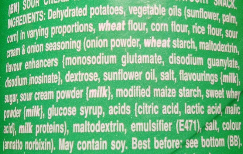 Foto da lista de ingredientes