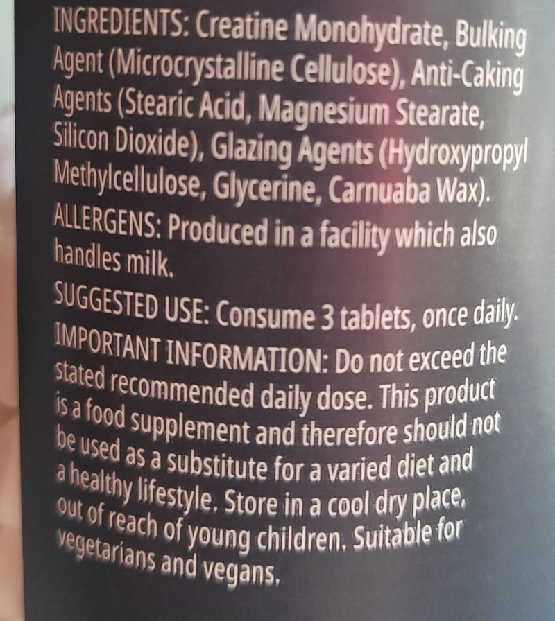 Foto da lista de ingredientes
