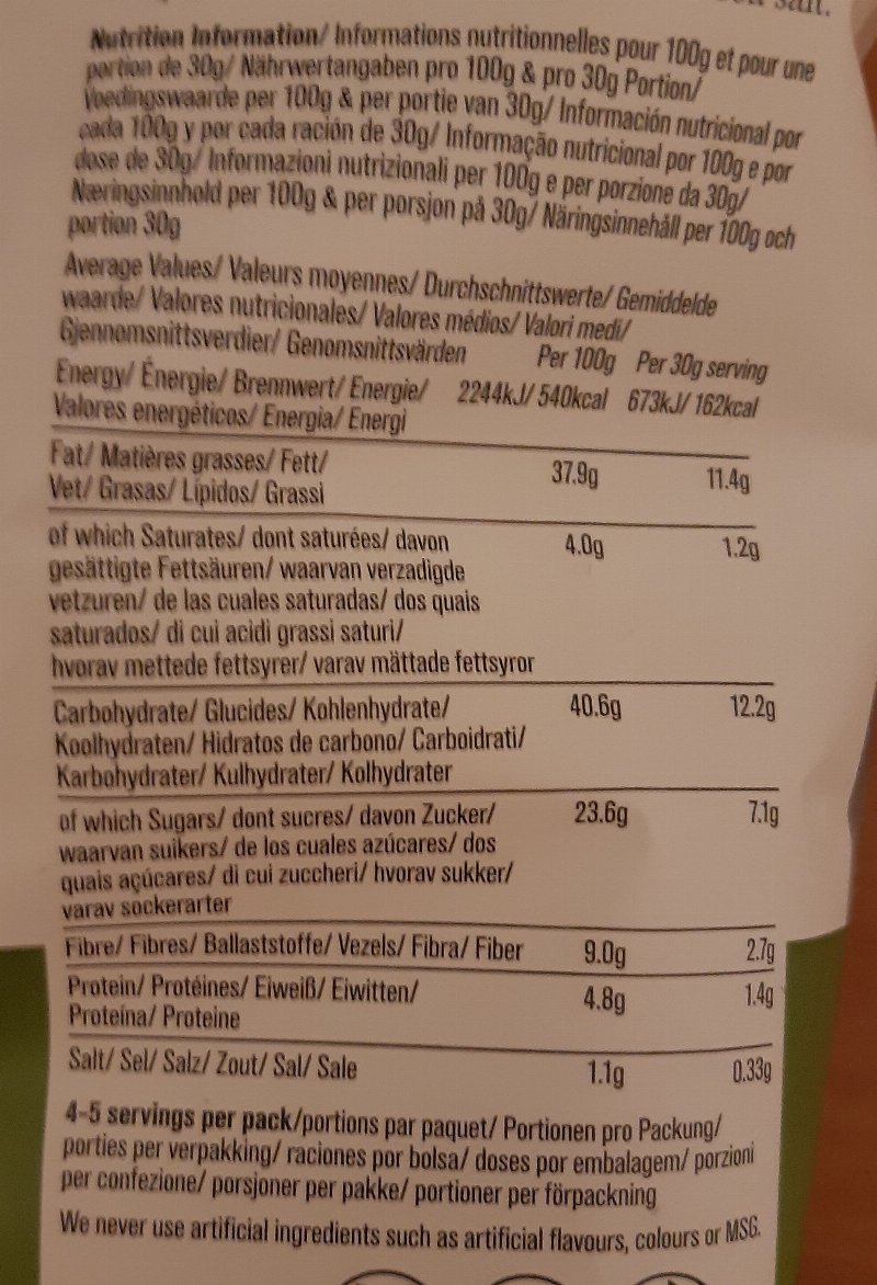 Foto da tabela nutricional