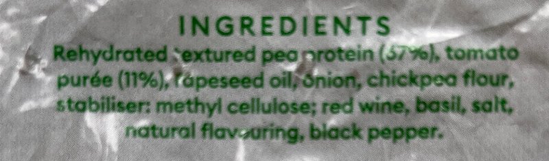 Foto da lista de ingredientes
