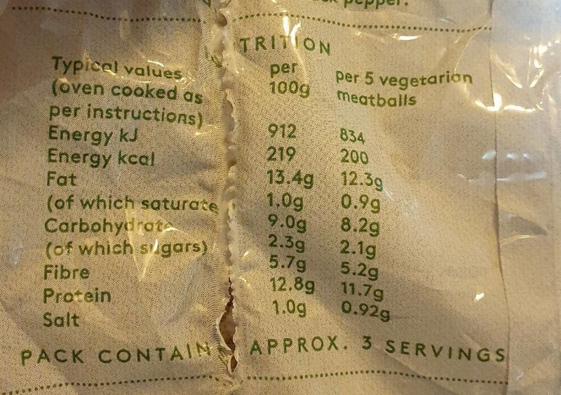 Foto da tabela nutricional