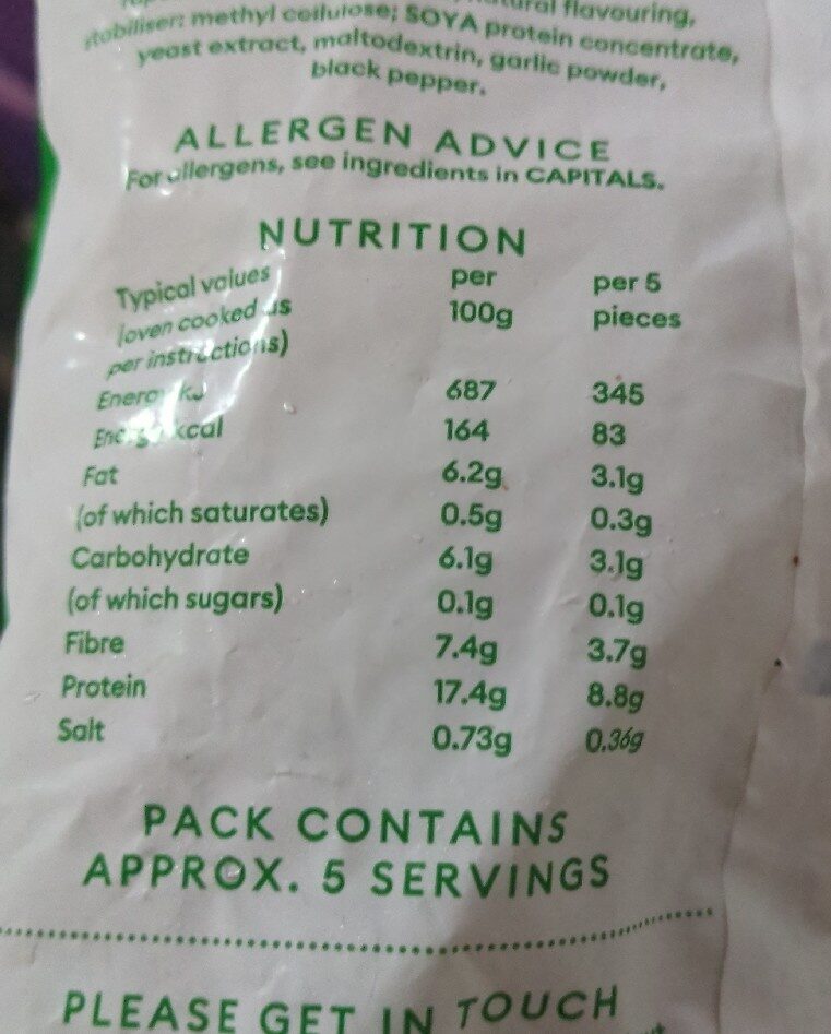 Foto da tabela nutricional