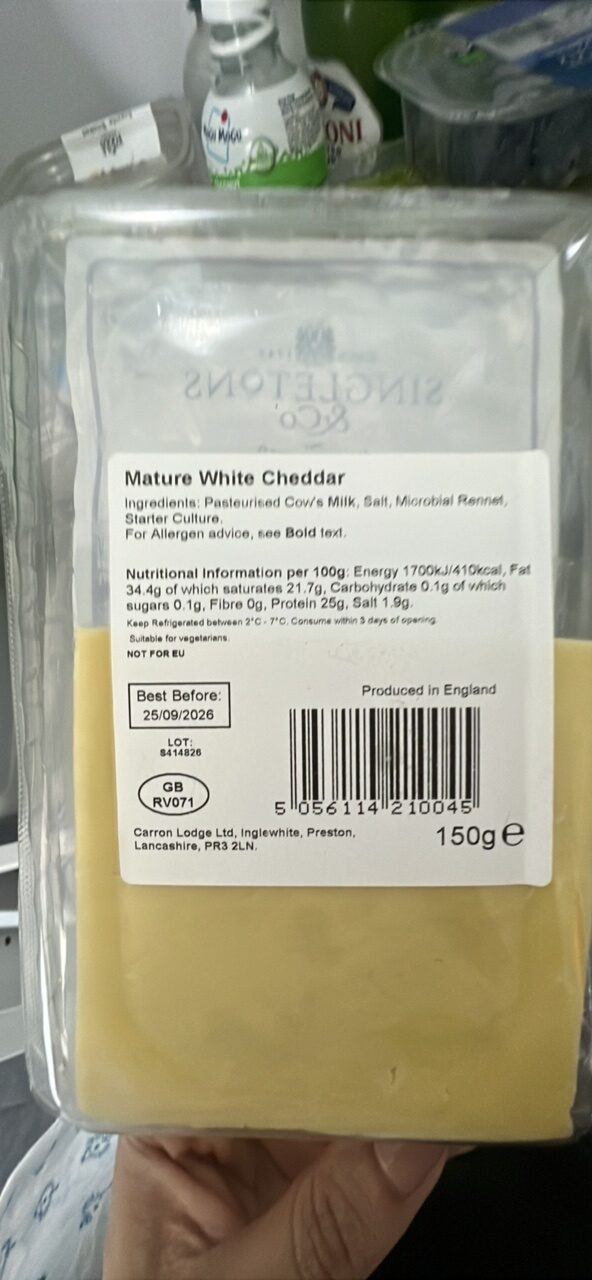 Foto da tabela nutricional