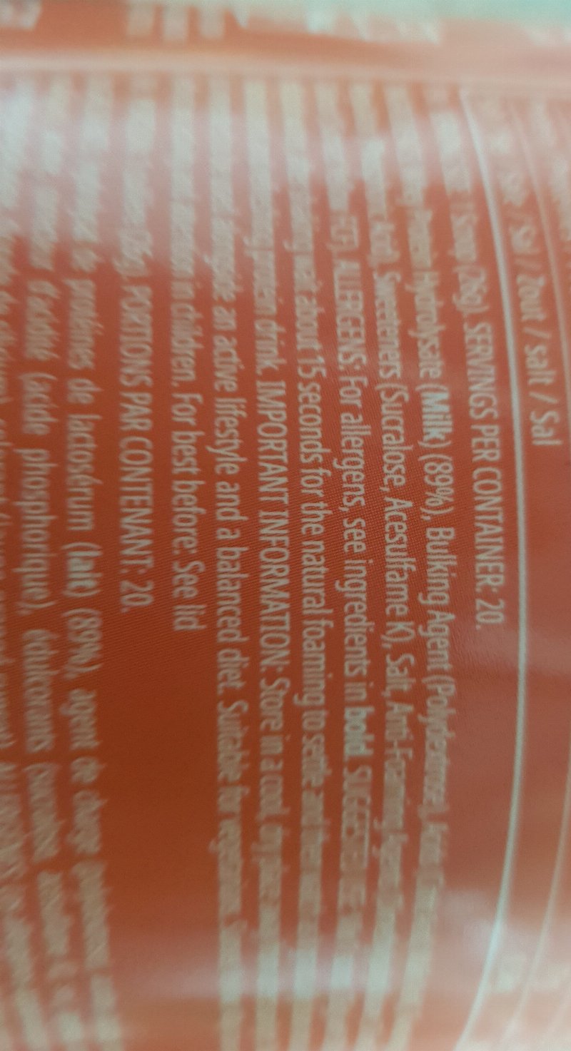 Foto da lista de ingredientes
