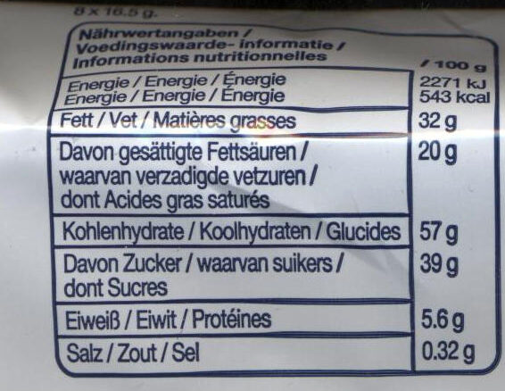 Foto da tabela nutricional