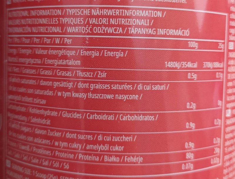 Foto da tabela nutricional