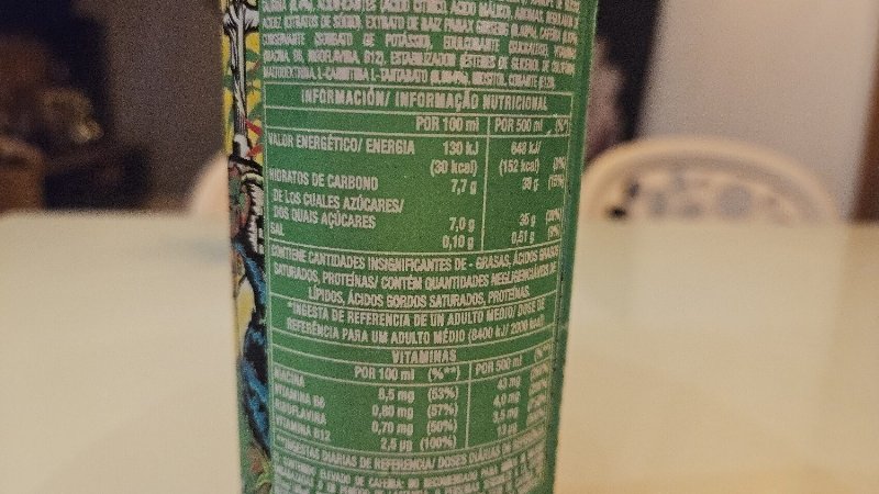 Foto da tabela nutricional