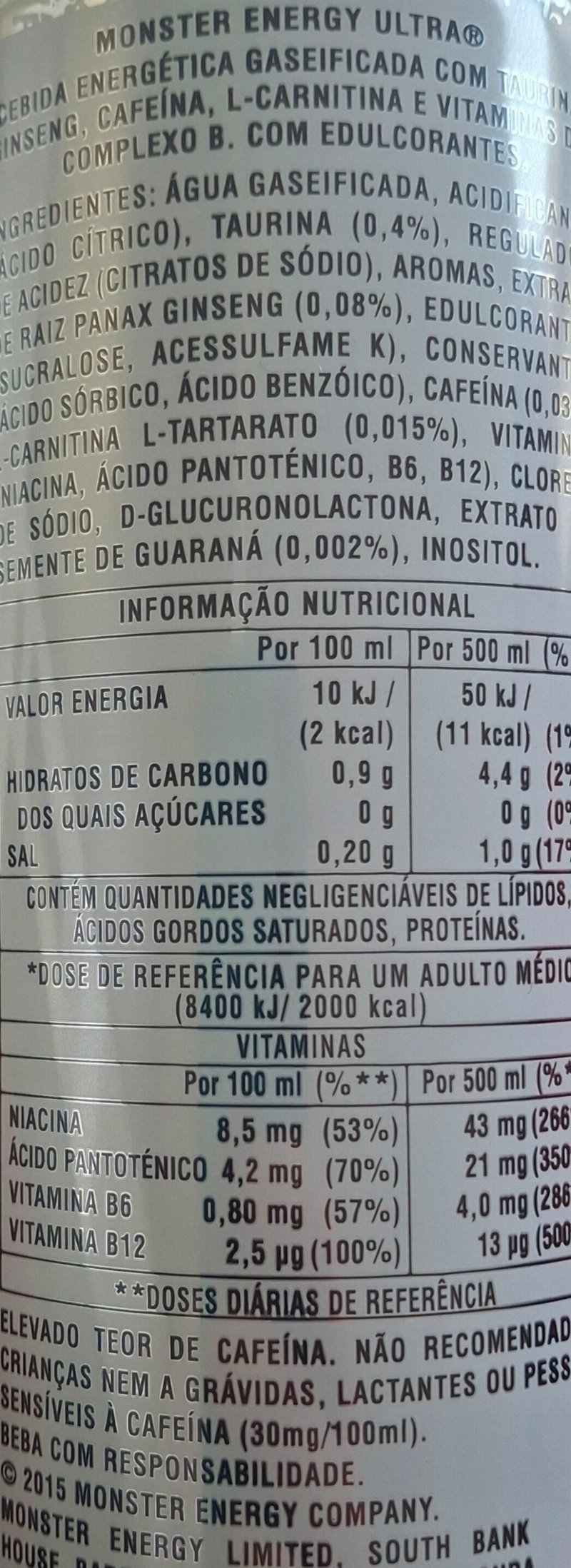 Foto da tabela nutricional