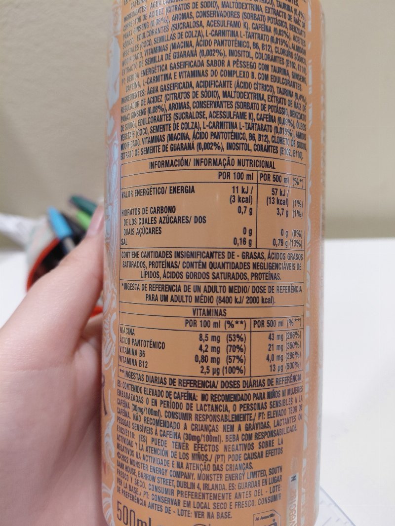 Foto da tabela nutricional