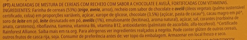 Foto da lista de ingredientes