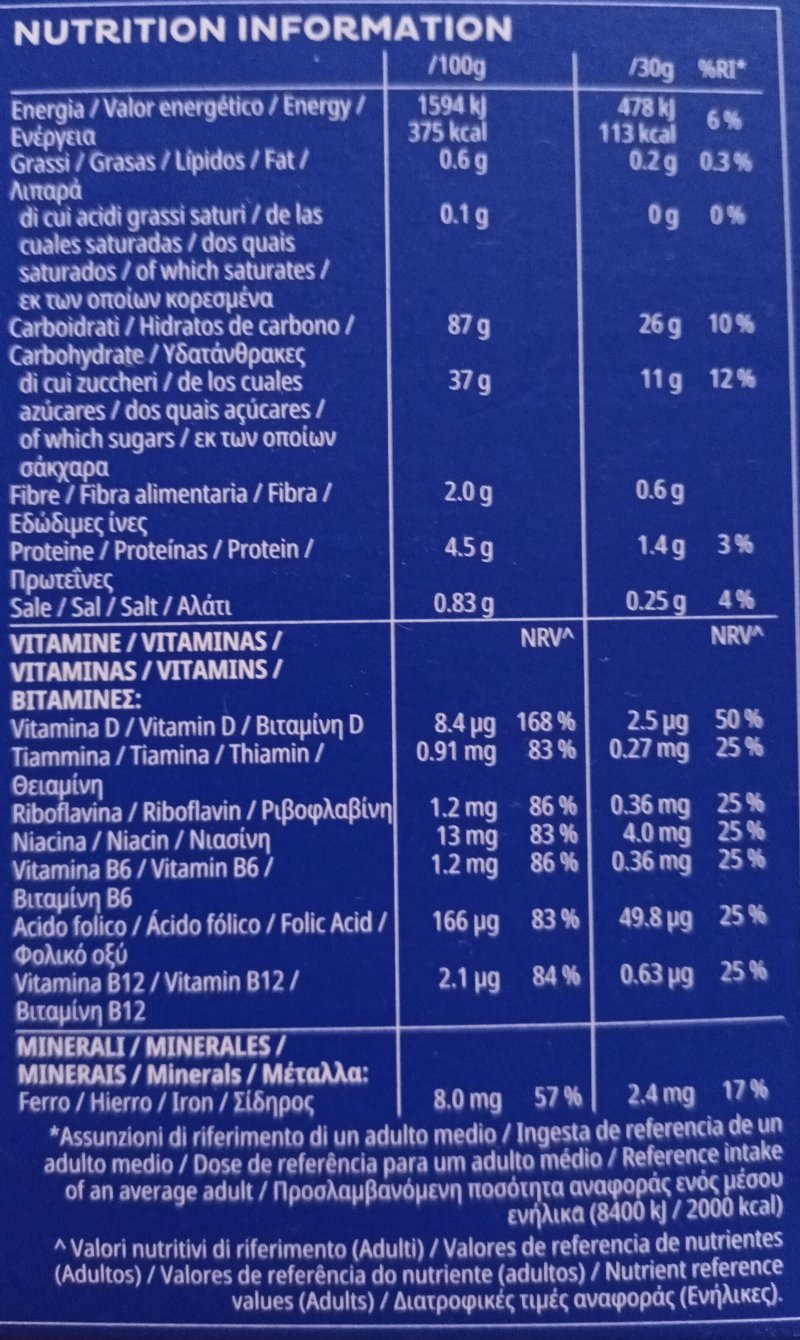 Foto da tabela nutricional