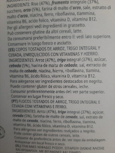 Foto da lista de ingredientes