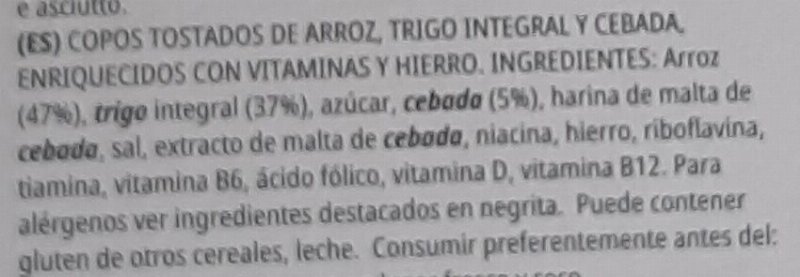 Foto da lista de ingredientes