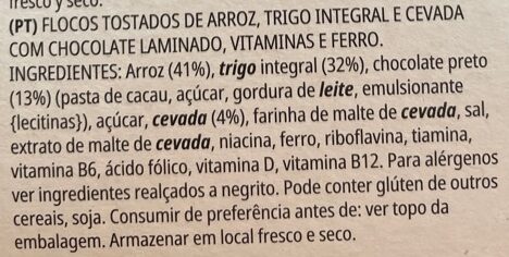 Foto da lista de ingredientes