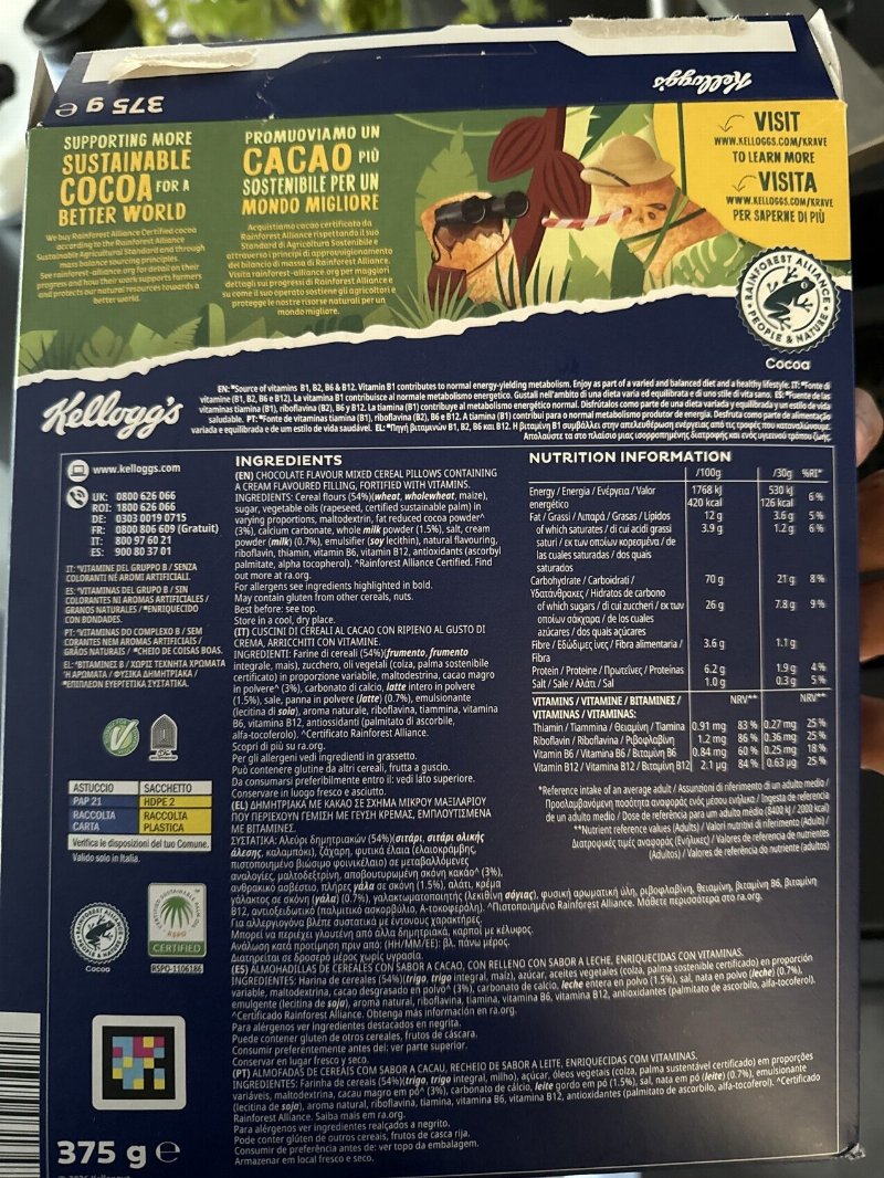 Foto da tabela nutricional