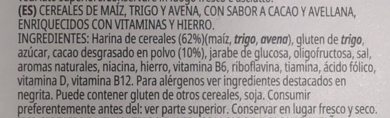 Foto da lista de ingredientes