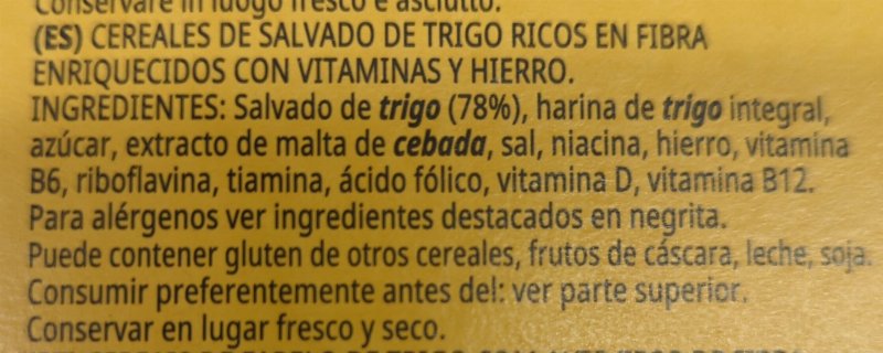 Foto da lista de ingredientes
