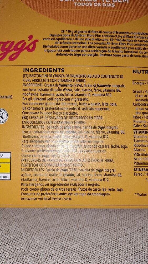 Foto da lista de ingredientes