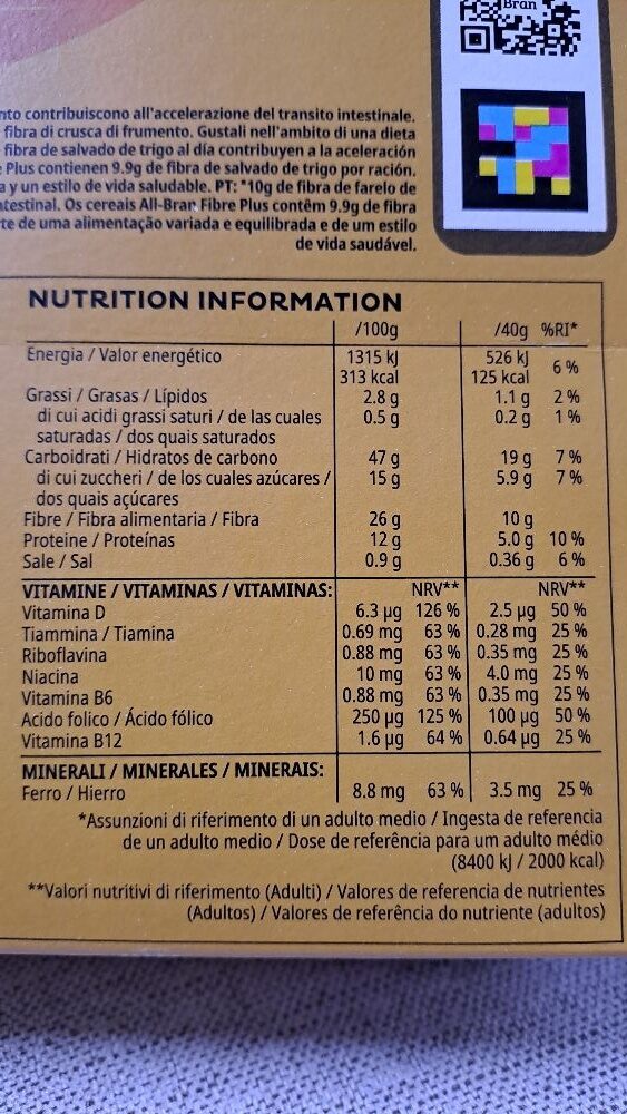 Foto da tabela nutricional