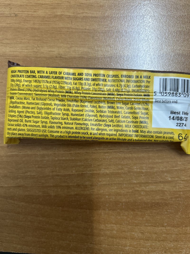 Foto da tabela nutricional