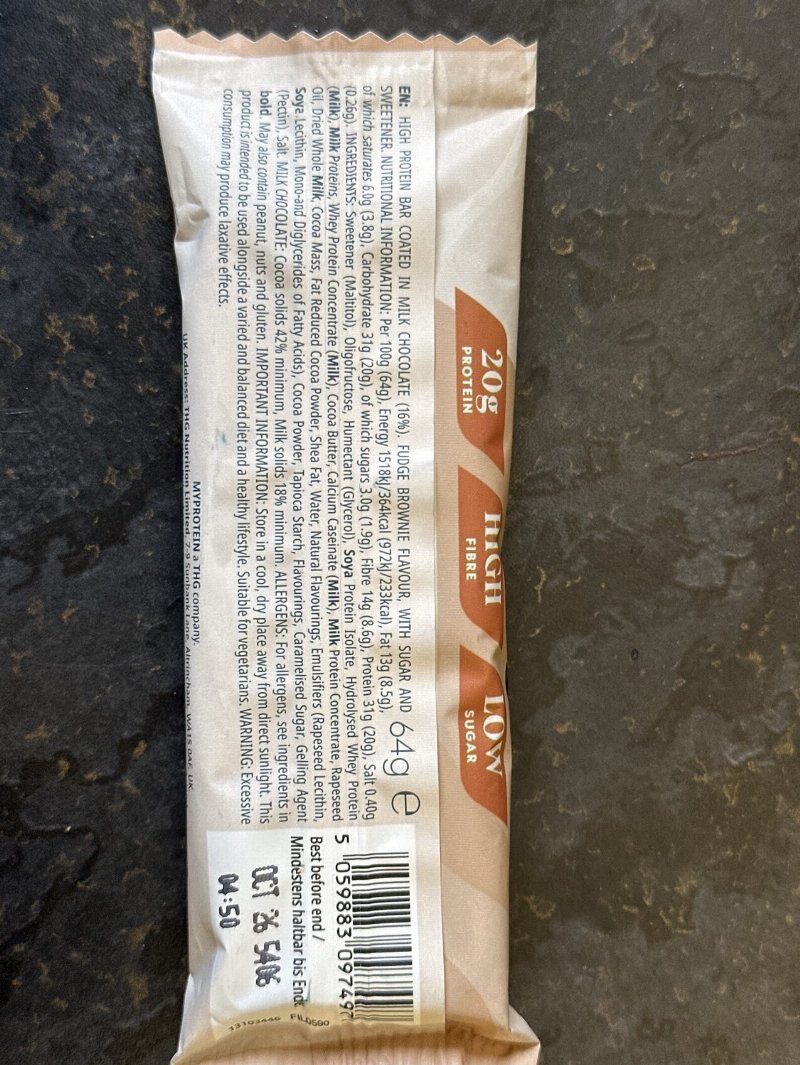 Foto da tabela nutricional