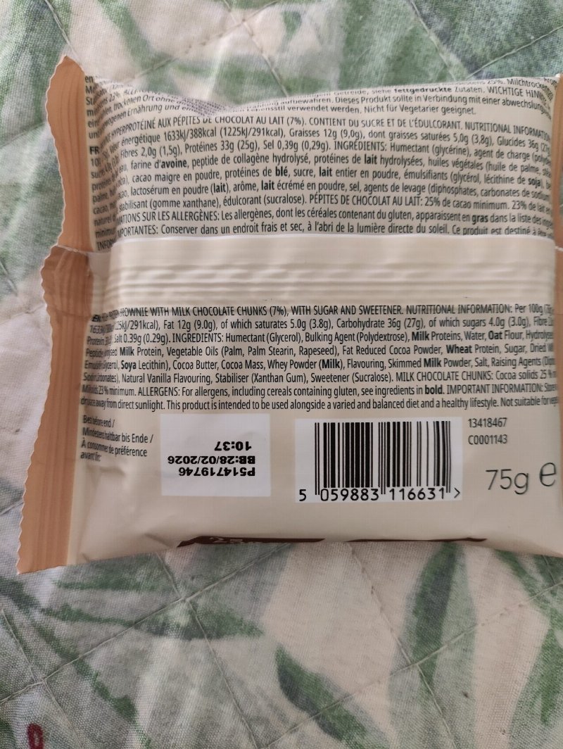 Foto da tabela nutricional