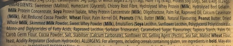 Foto da lista de ingredientes