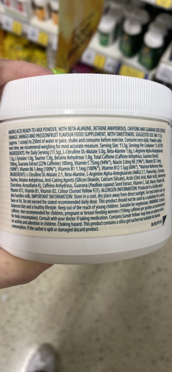 Foto da tabela nutricional