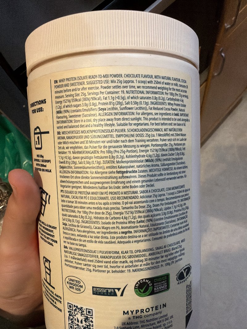 Foto da tabela nutricional