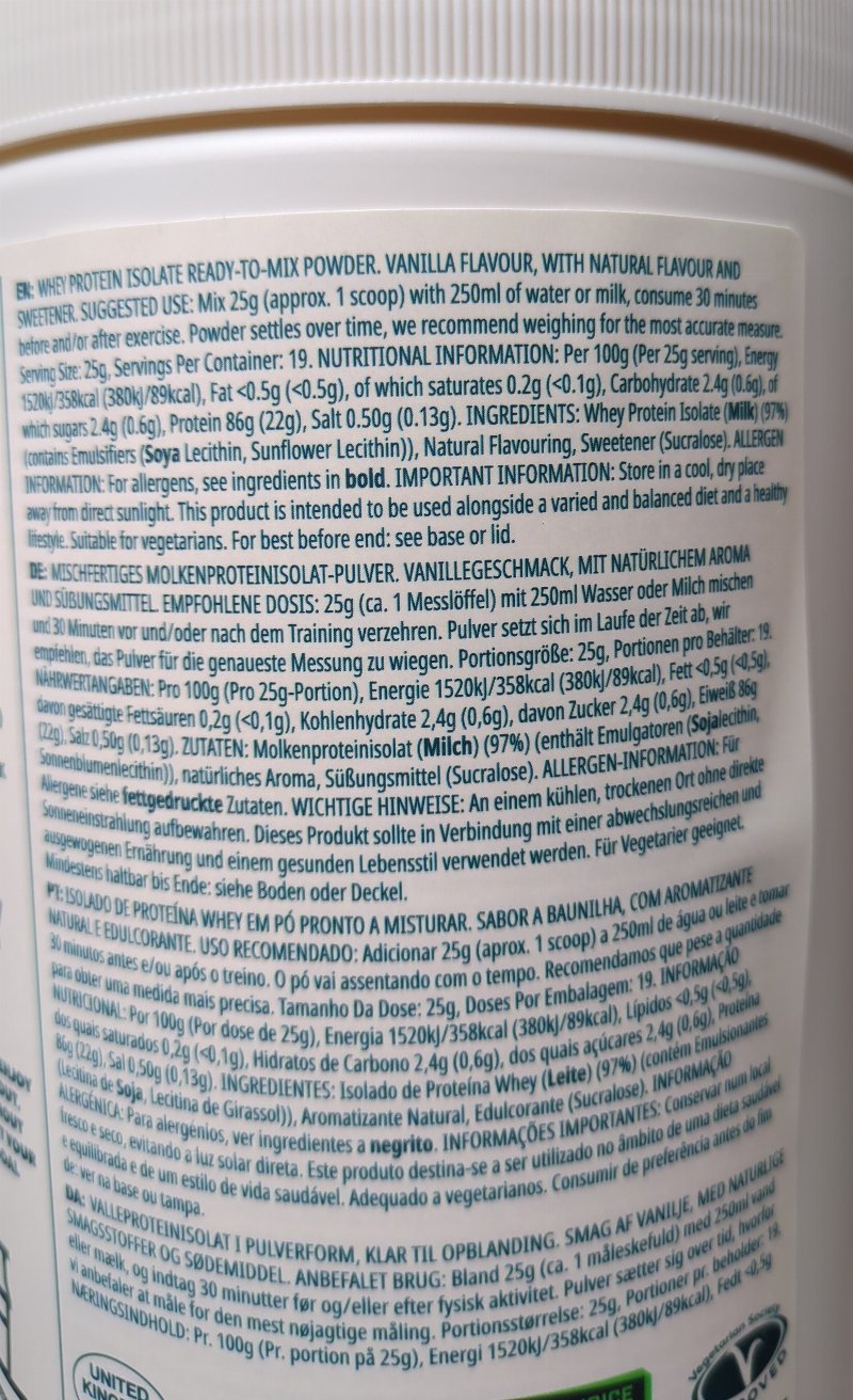 Foto da tabela nutricional