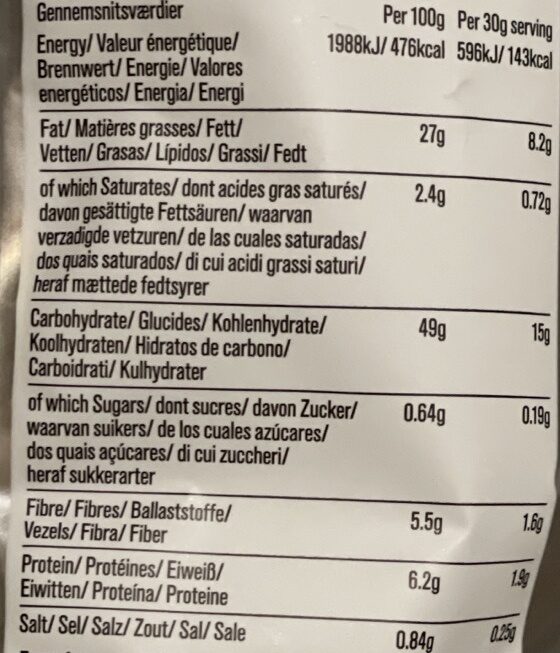 Foto da tabela nutricional