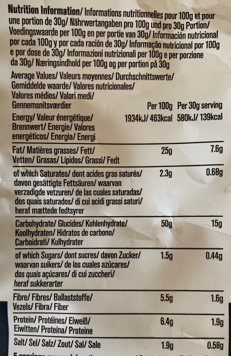Foto da tabela nutricional