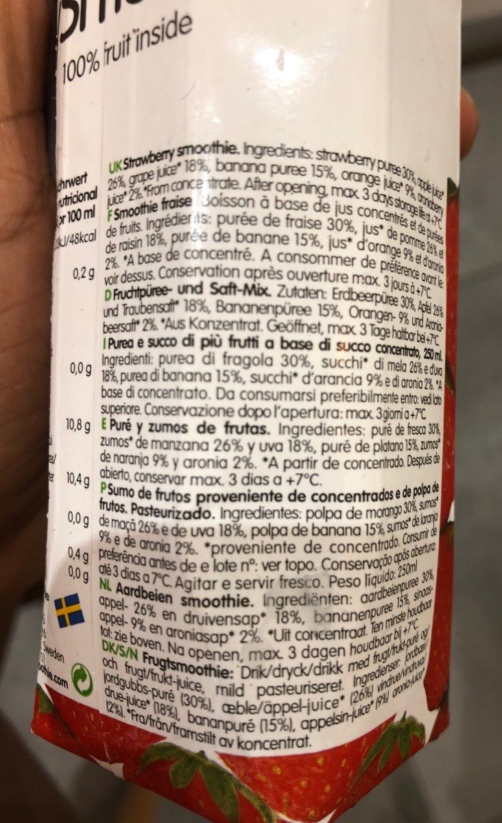Foto da lista de ingredientes