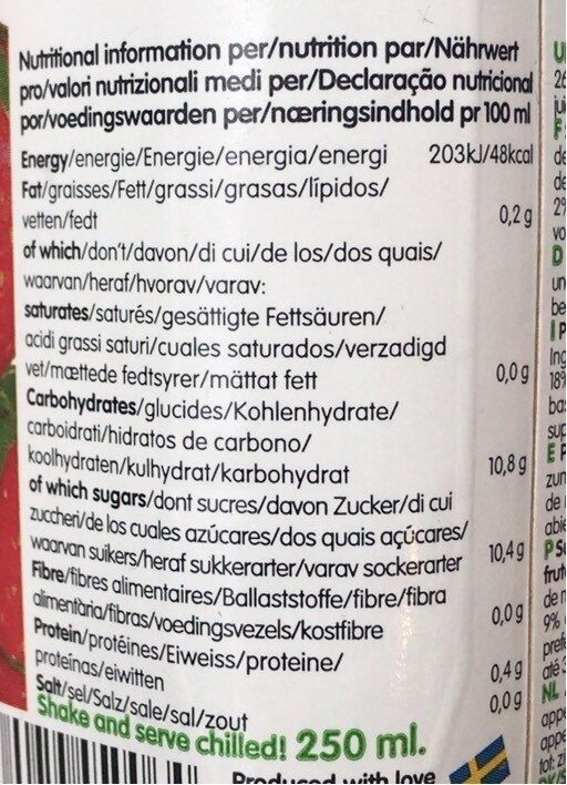 Foto da tabela nutricional