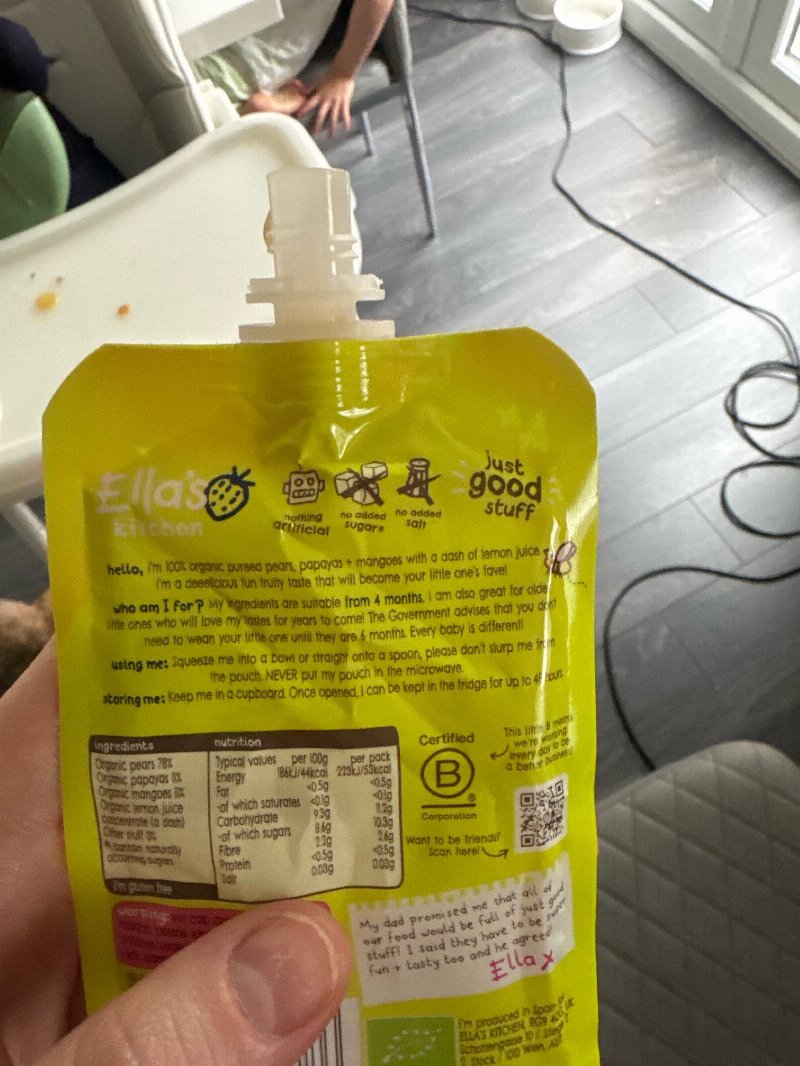 Foto da lista de ingredientes