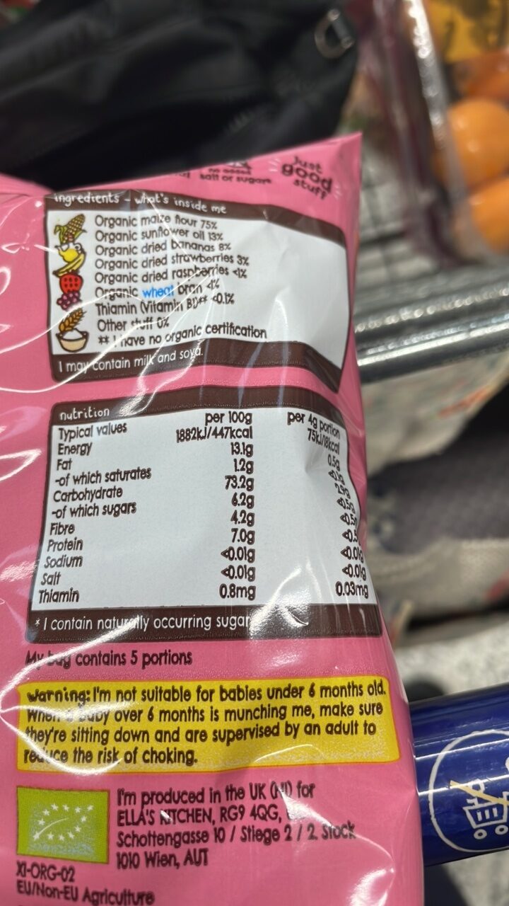 Foto da lista de ingredientes