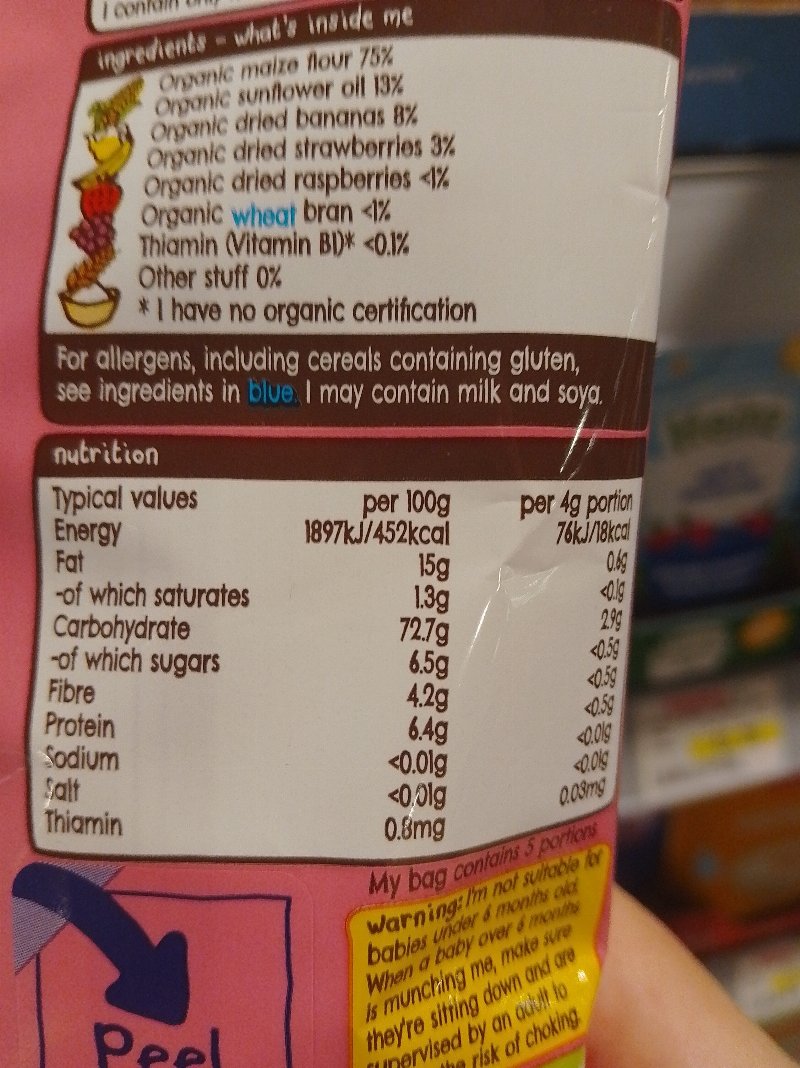 Foto da tabela nutricional