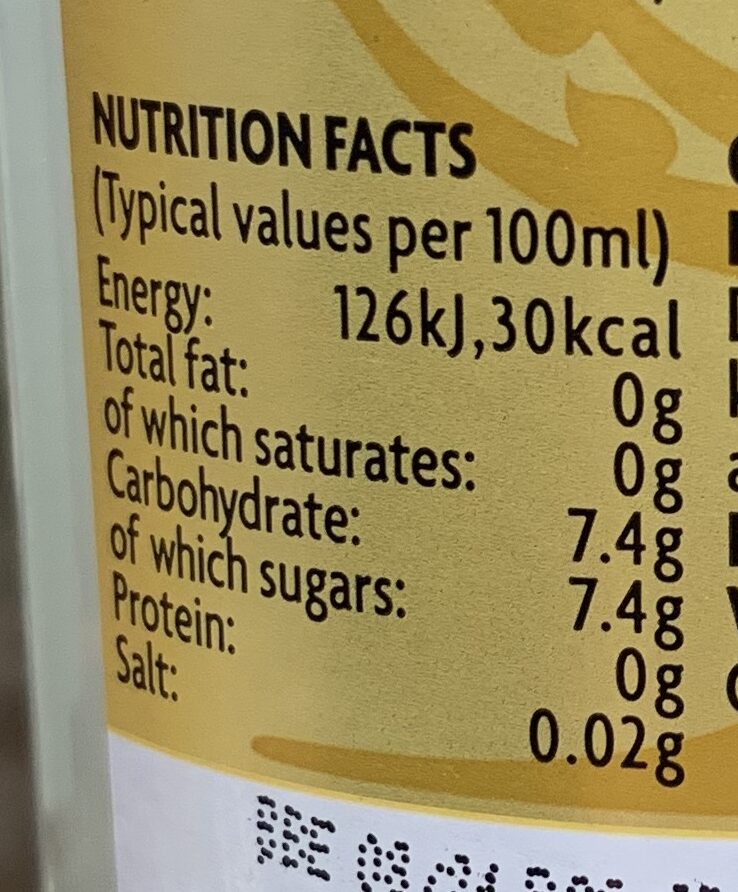 Foto da tabela nutricional