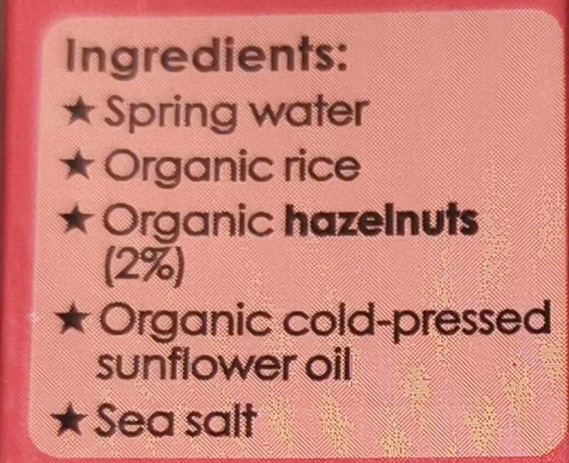 Foto da lista de ingredientes
