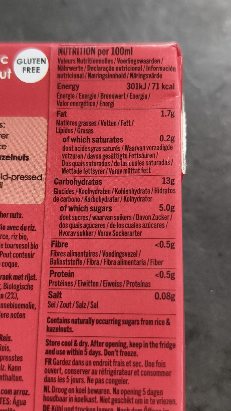 Foto da tabela nutricional
