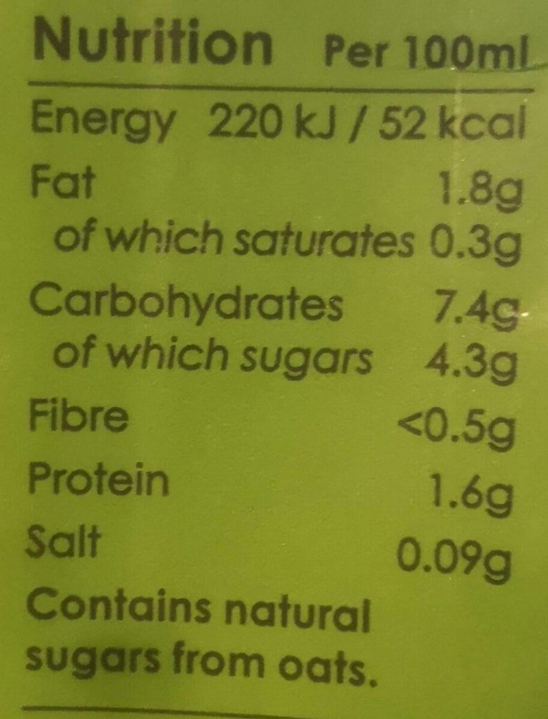 Foto da tabela nutricional
