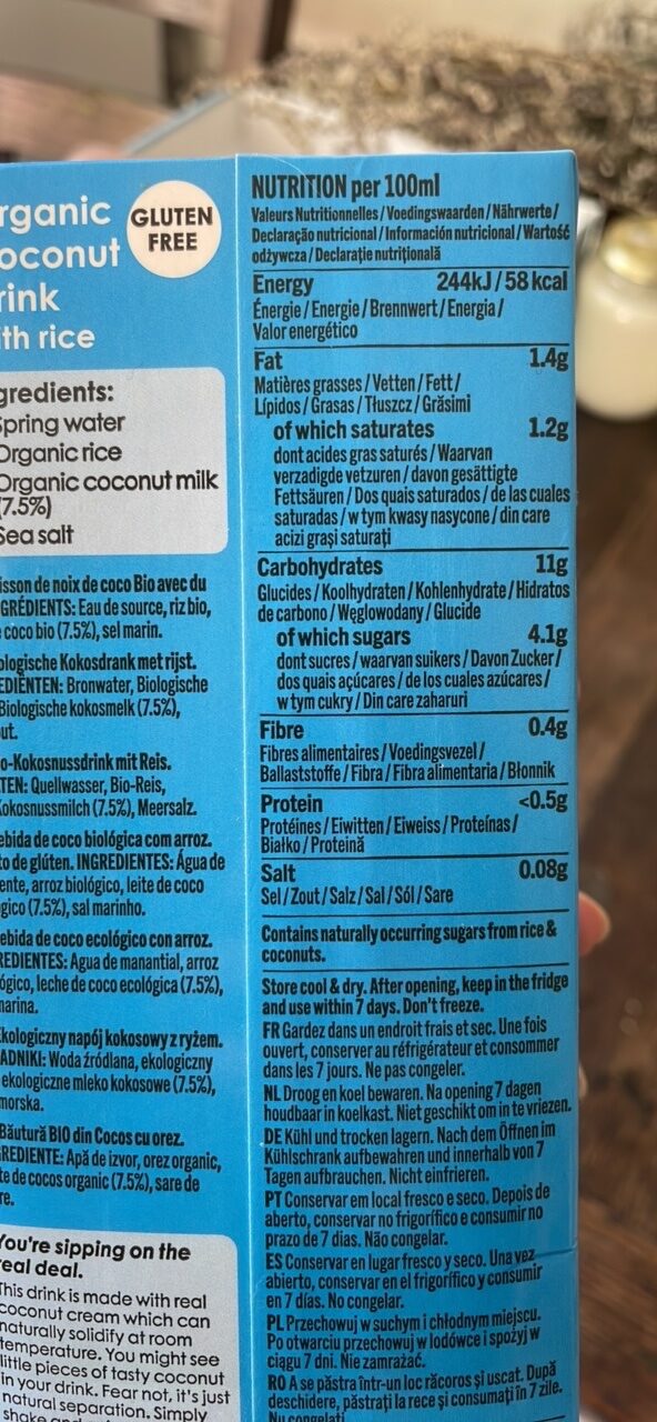 Foto da tabela nutricional
