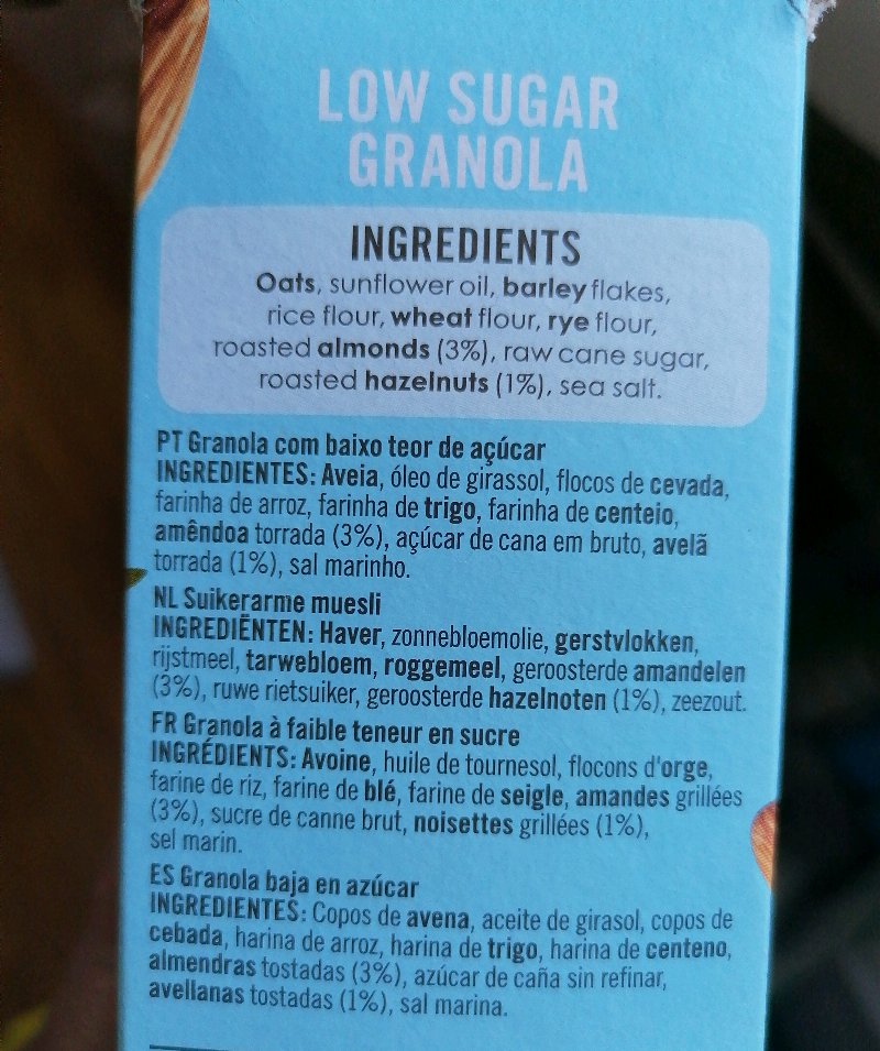 Foto da lista de ingredientes